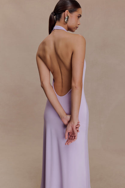 Genie Slinky Halter Midi Dress - Lilac