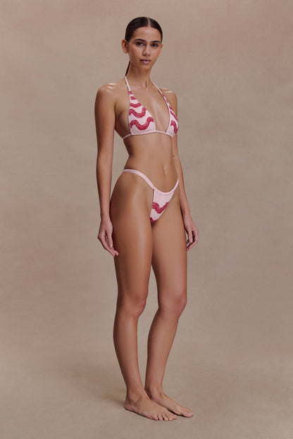 Robyn Beaded Triangle Bikini Top - Pink
