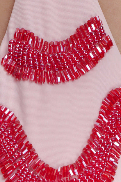 Robyn Beaded Triangle Bikini Top - Pink