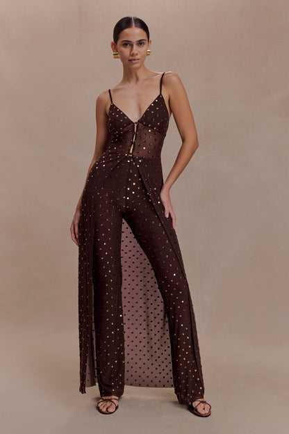 Jackie Longline Diamante Top - Chocolate