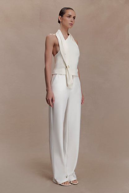 Marina Halter Top With Hardware - Ivory