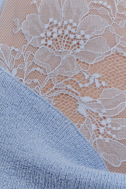 Lucy Lace And Knit Halter Top - Cornflower Blue