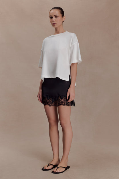 Nina Lace And Satin Mini Skirt - Black
