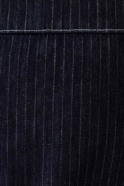 Loraine Mid Rise Denim Mini Skirt - Indigo Pinstripe
