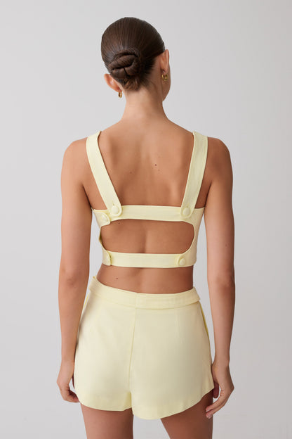 Josephine Crop Top With Open Back - Lemon