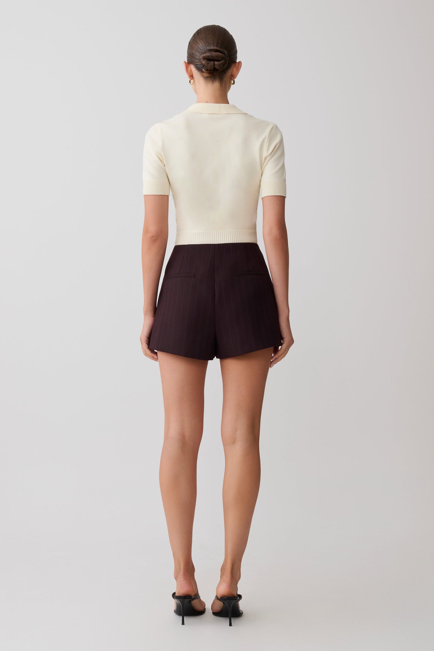 Agatha Suiting Shorts - Plum Pinstripe