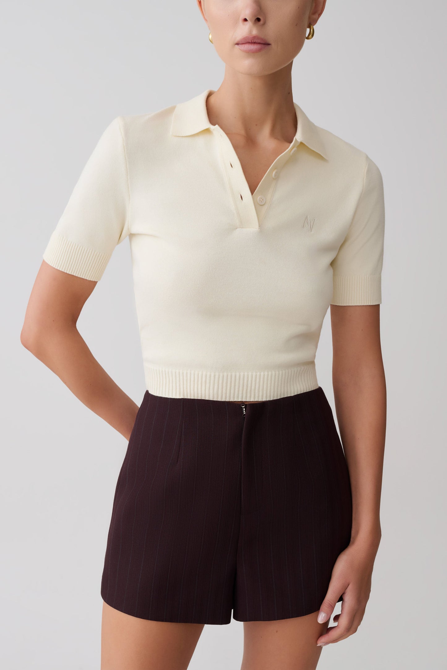 Agatha Suiting Shorts - Plum Pinstripe