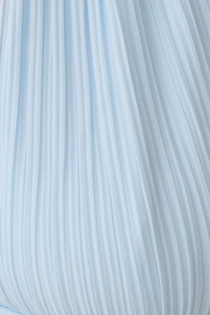 Amaris Sleeveless Plisse Halter Top - Pale Blue