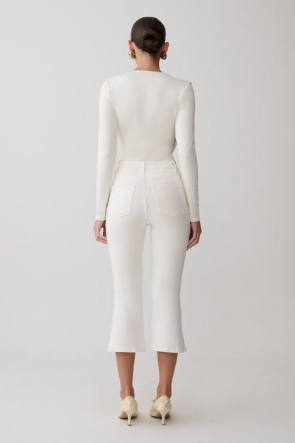 Mary Denim Capris - White