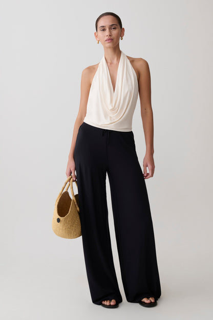 Dewi Wide Leg Modal Pants - Black