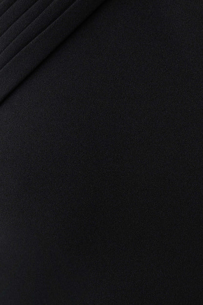 Sable Crossover Crepe Midi Dress - Black