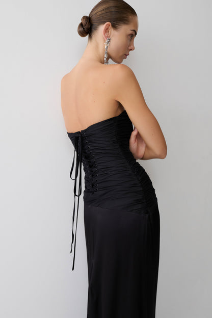 Serena Strapless Taffeta Maxi Dress - Black