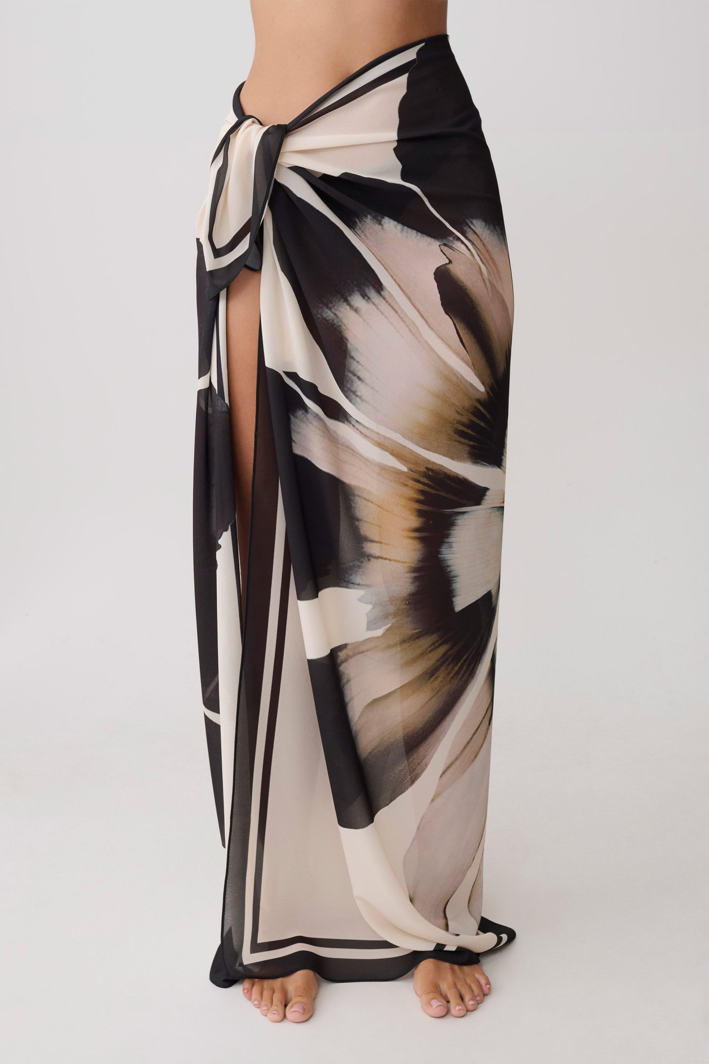 Noa Chiffon Scarf Sarong - Ivory Base Floral Print