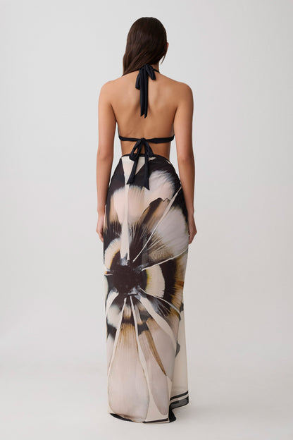 Noa Chiffon Scarf Sarong - Ivory Base Floral Print