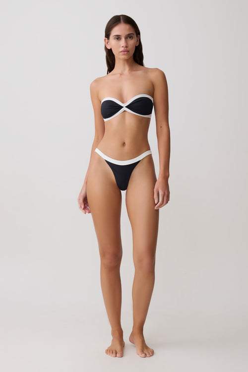 Isla Brazilian Bikini Bottom - Black/White