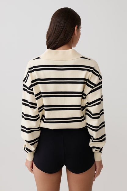 Philly Stripe Long Sleeve Knit Jumper - Ivory/Black