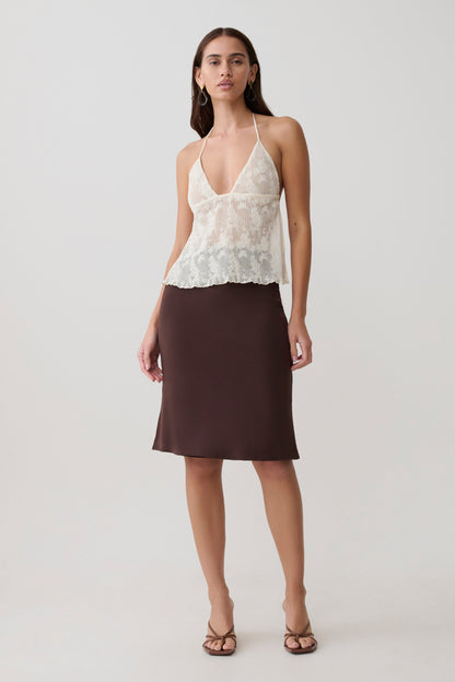 Greer Knee Length Skirt - Espresso