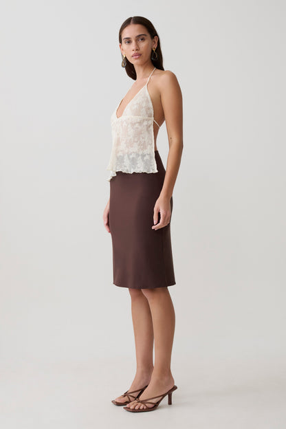 Greer Knee Length Skirt - Espresso