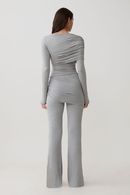 Keaton Modal Long Sleeve Overlay Top - Grey Marle