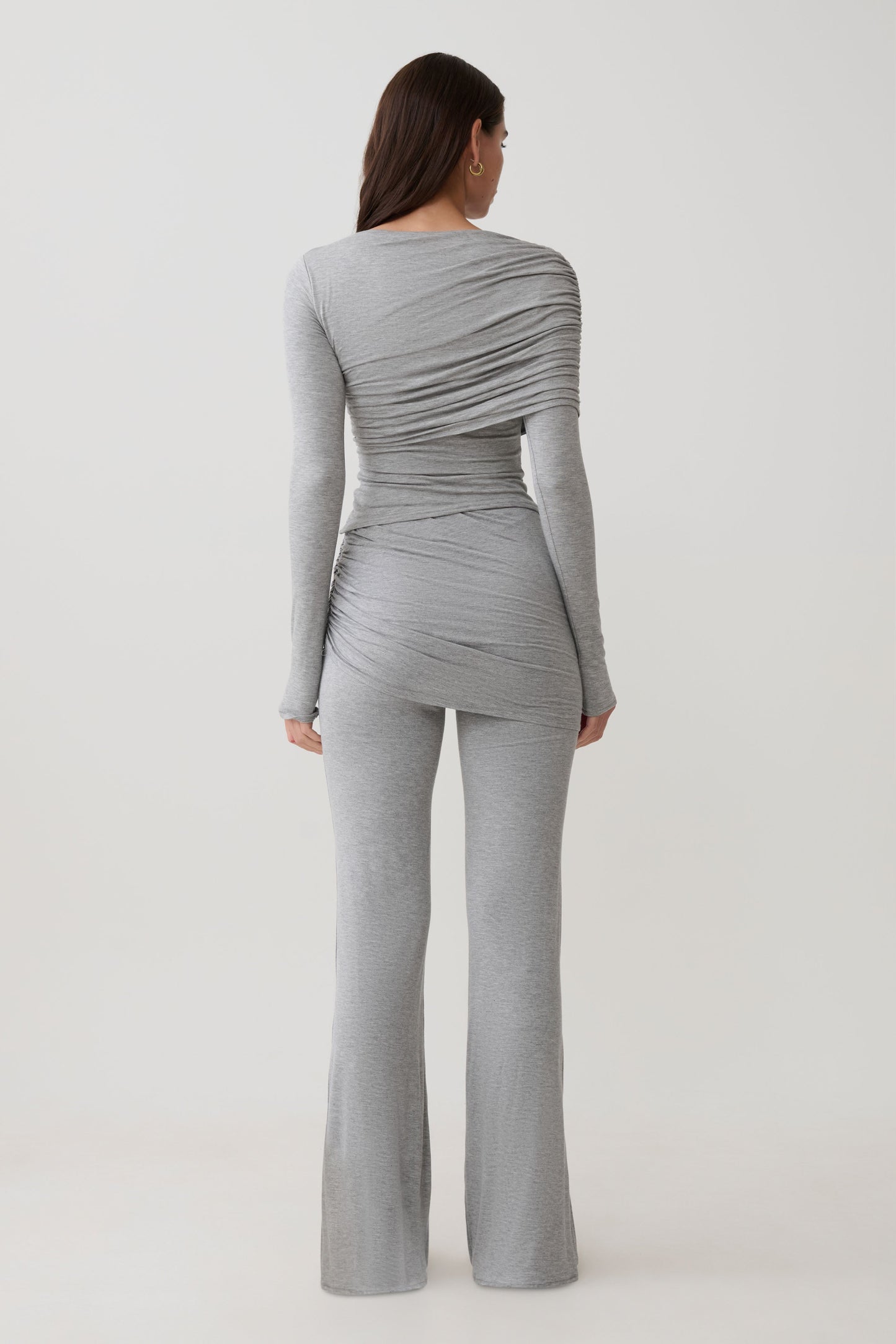 Keaton Modal Straight Leg Overlay Pant - Grey Marle