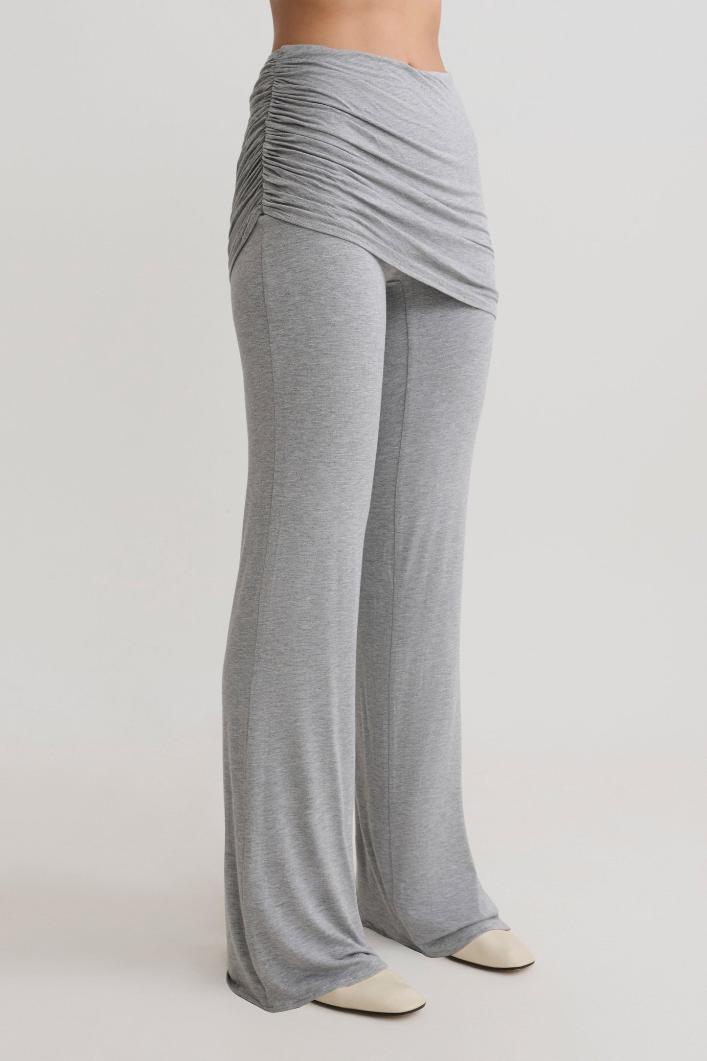 Keaton Modal Straight Leg Overlay Pant - Grey Marle