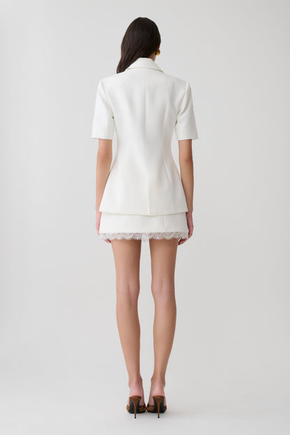 Ariella Button Up Short Sleeves Top - White