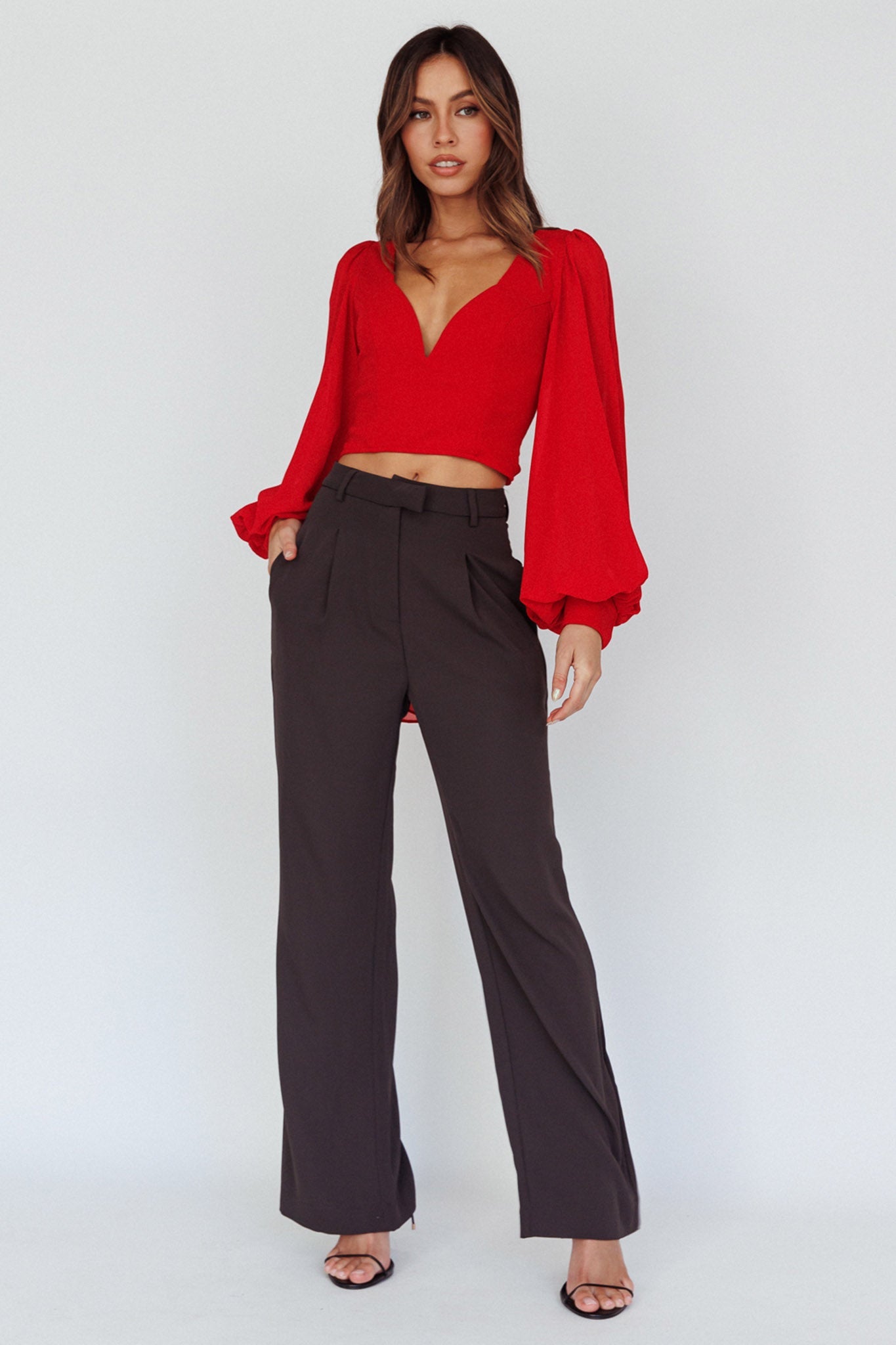 Romance Novel Sweetheart Neckline Open Back Top Red