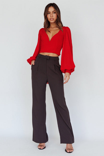 Romance Novel Sweetheart Neckline Open Back Top Red