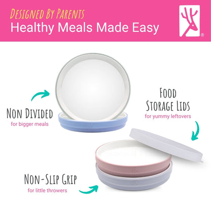 7.8"/20cm Porcelain Plate Non-Divided with Silicone Sleeves + Lids