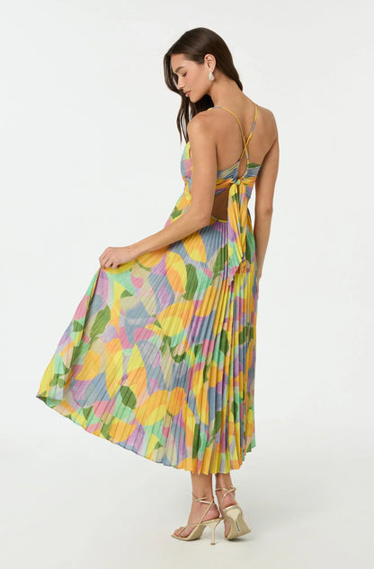 Blythe Floral Plisse Midi Dress
