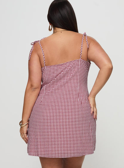 Burkes Mini Dress Red Check Curve