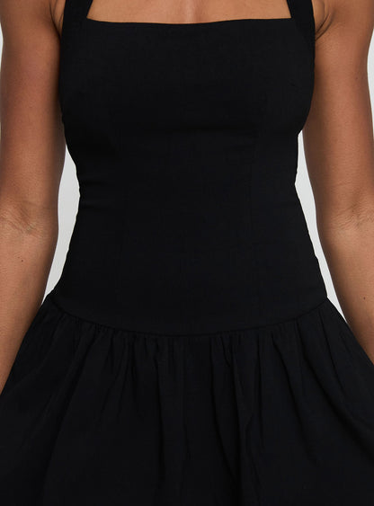 Gigli Bubble Hem Mini Dress Black Tall