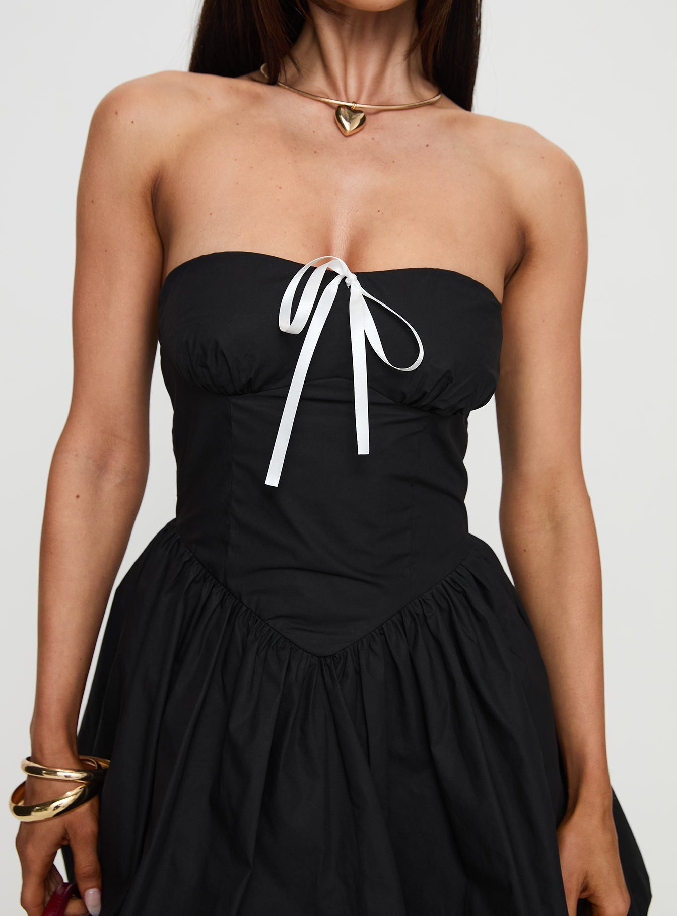 Melaina Bubble Hem Mini Dress Black