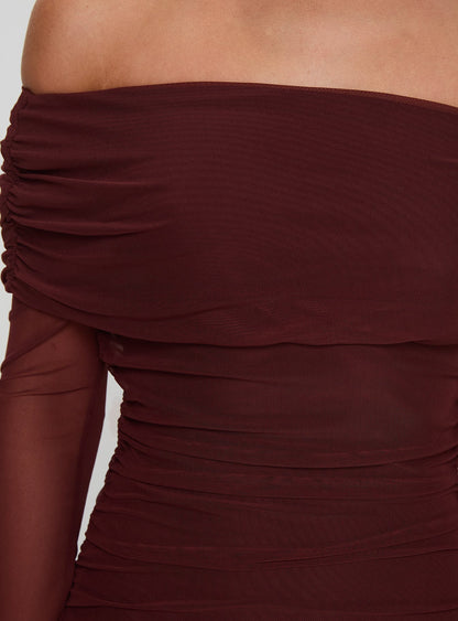 Consideration Long Sleeve Maxi Dress Chocolate
