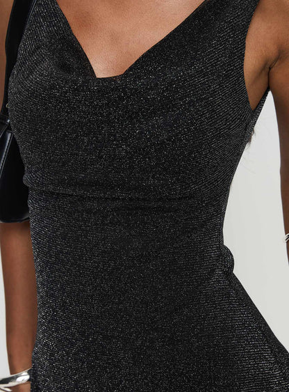 Romani Mini Dress Black Glitter