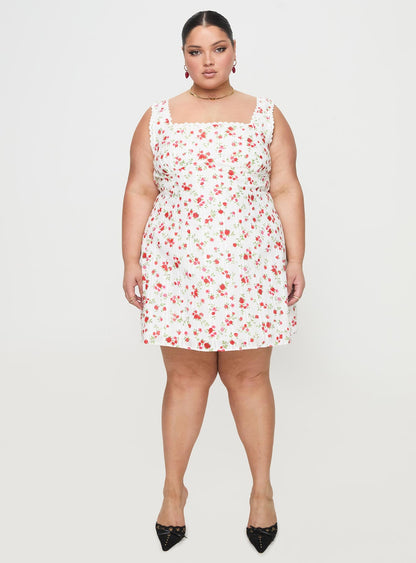 Dasha Mini Dress White Floral Curve