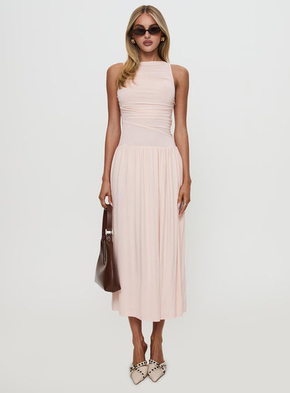 Reveur Ruched Maxi Dress Pink