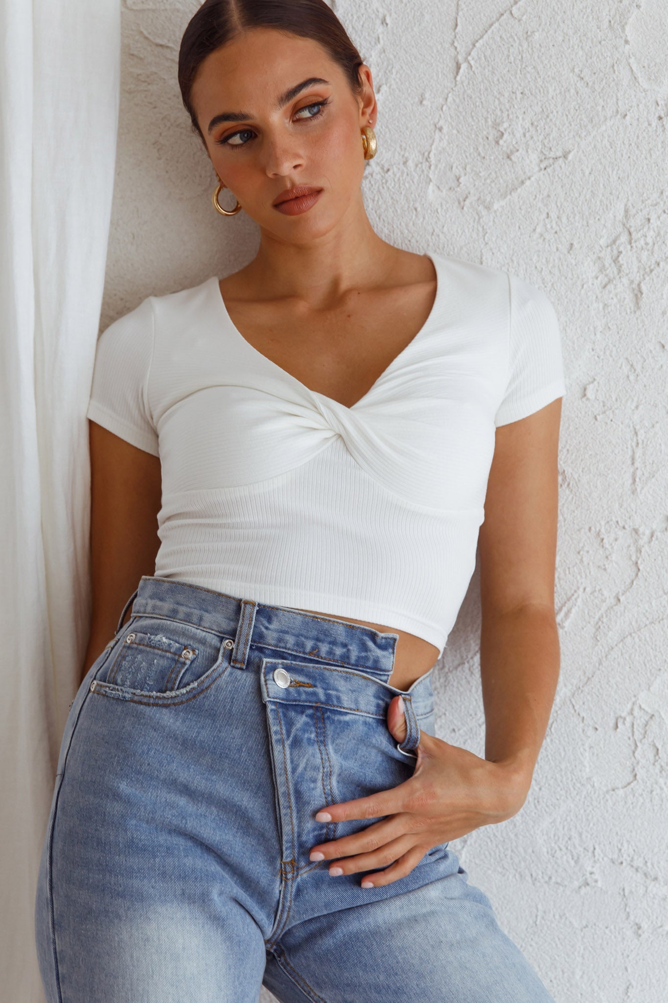 Chase Your Bliss Twist Crop Top White