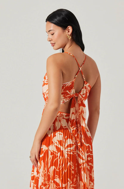 Blythe Floral Plisse Midi Dress