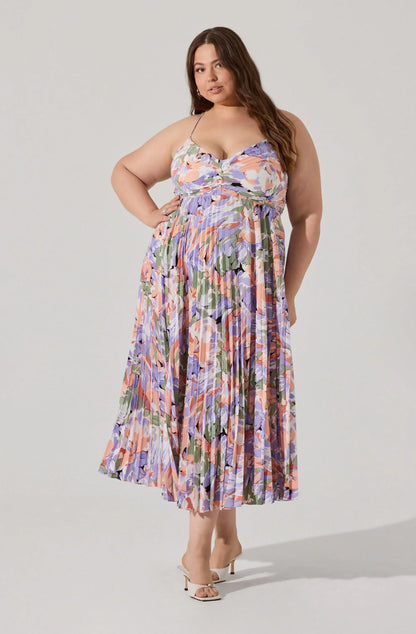 Blythe Floral Plisse Midi Dress