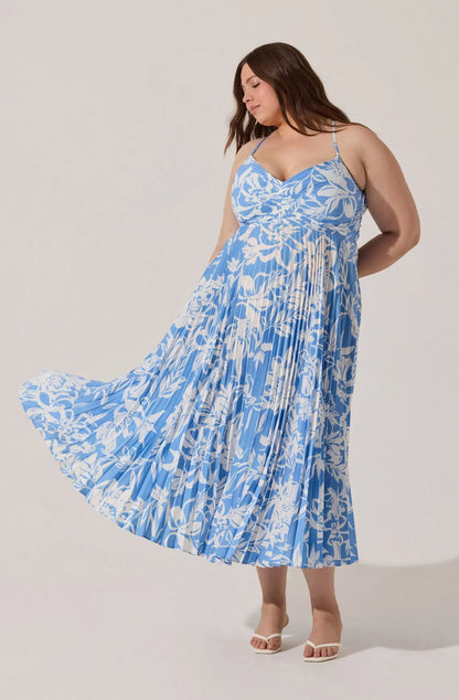 Blythe Floral Plisse Midi Dress