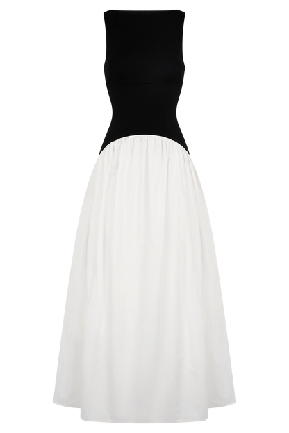 Acacia Contrast Sleeveless Maxi Dress - Black/White