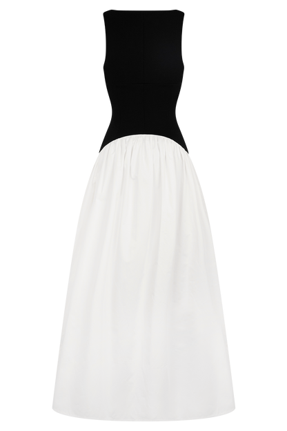 Acacia Contrast Sleeveless Maxi Dress - Black/White