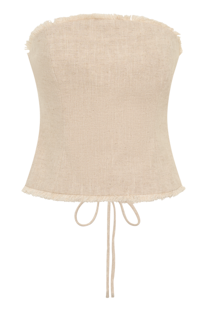 Annie Strapless Tie Back Linen Top - Natural