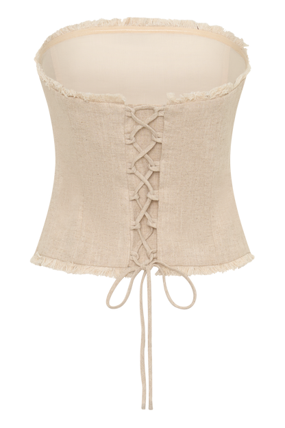 Annie Strapless Tie Back Linen Top - Natural