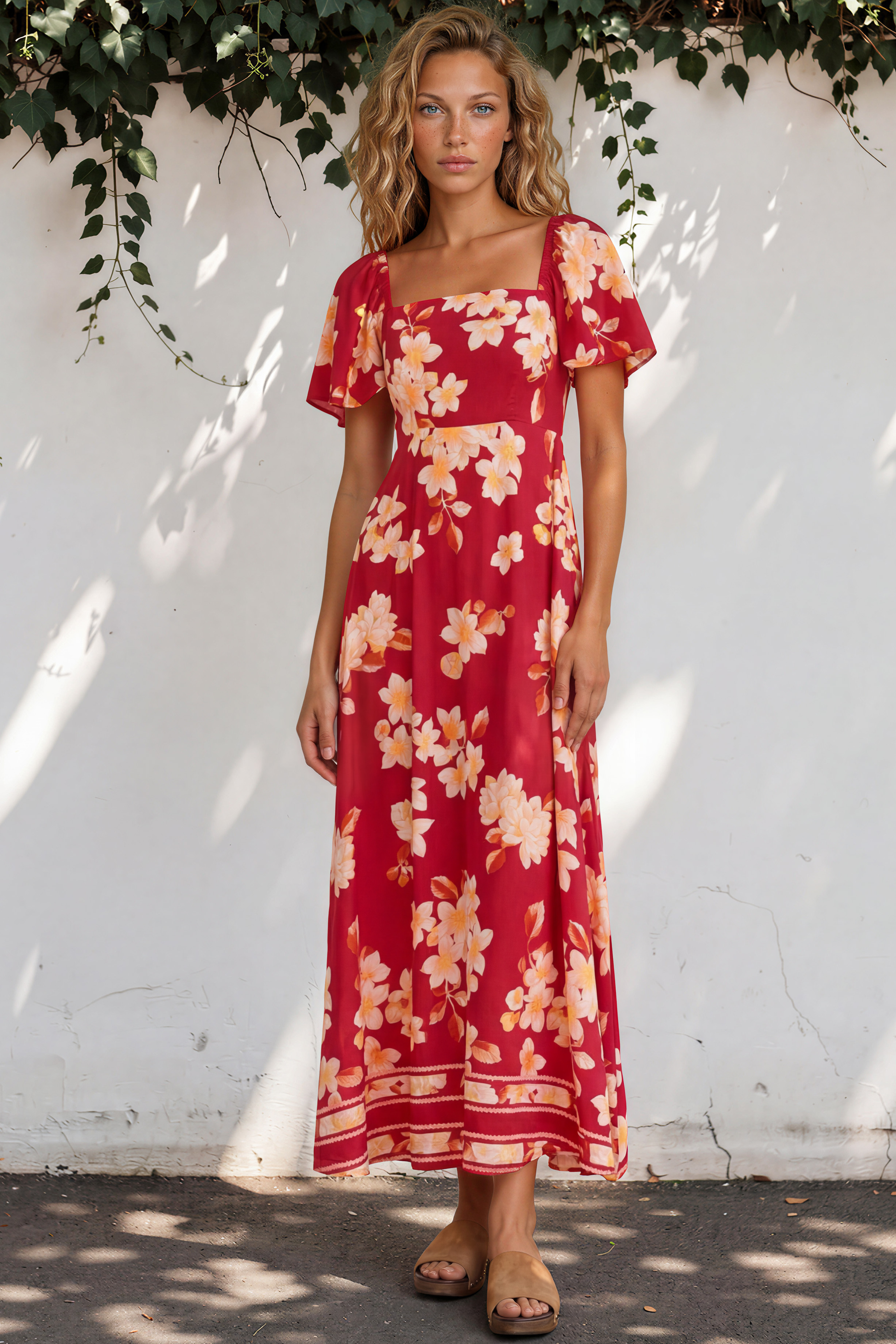 Ashby Maxi Dress - On or Off Shoulder A-Line Dress with Pockets in Varenna Print
