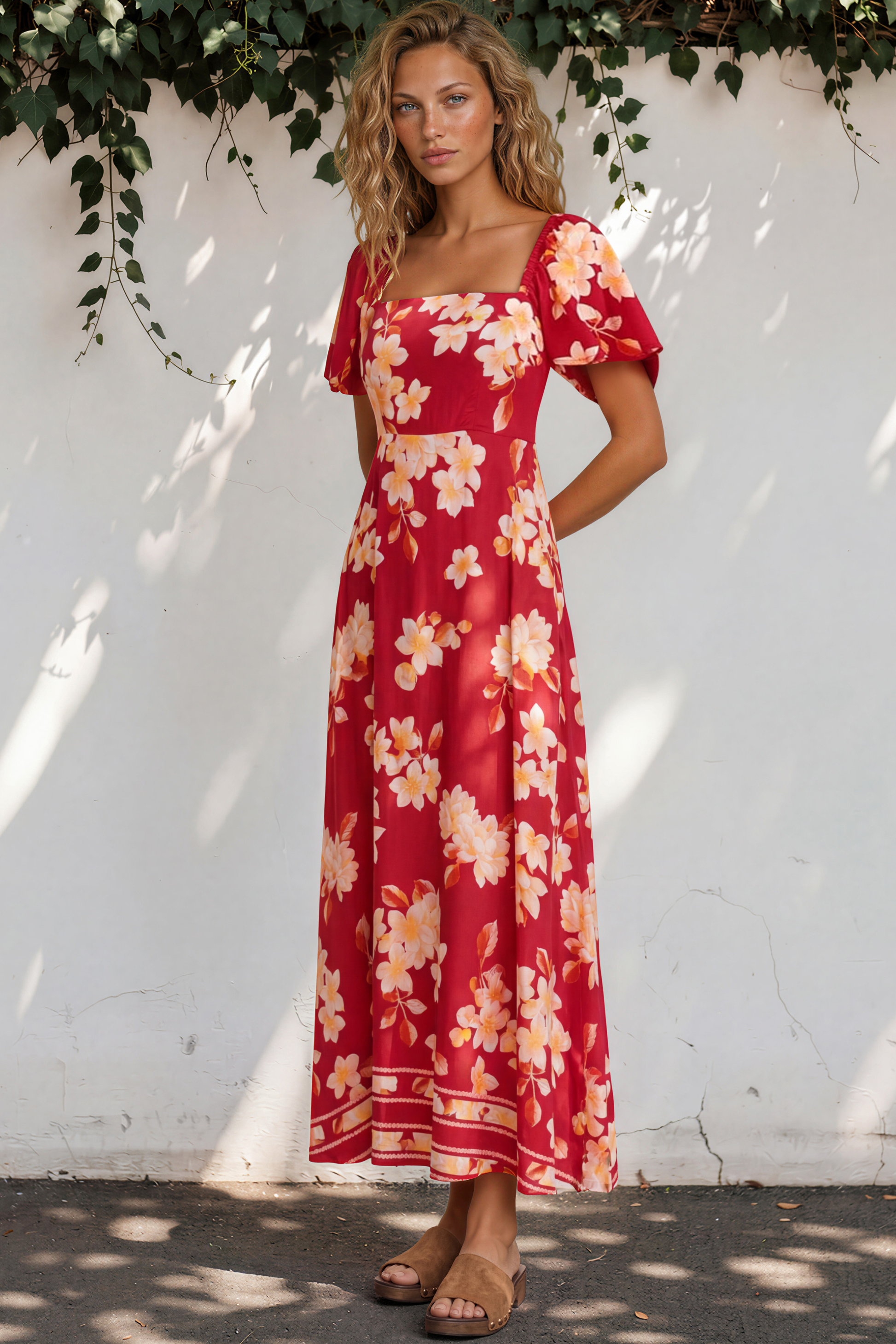 Ashby Maxi Dress - On or Off Shoulder A-Line Dress with Pockets in Varenna Print