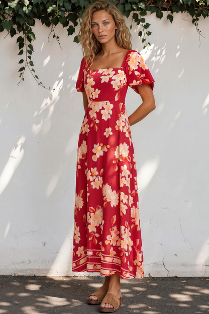 Ashby Maxi Dress - On or Off Shoulder A-Line Dress with Pockets in Varenna Print