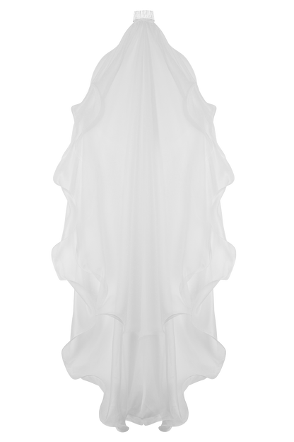 Asteria Draped Chiffon Veil - Ivory