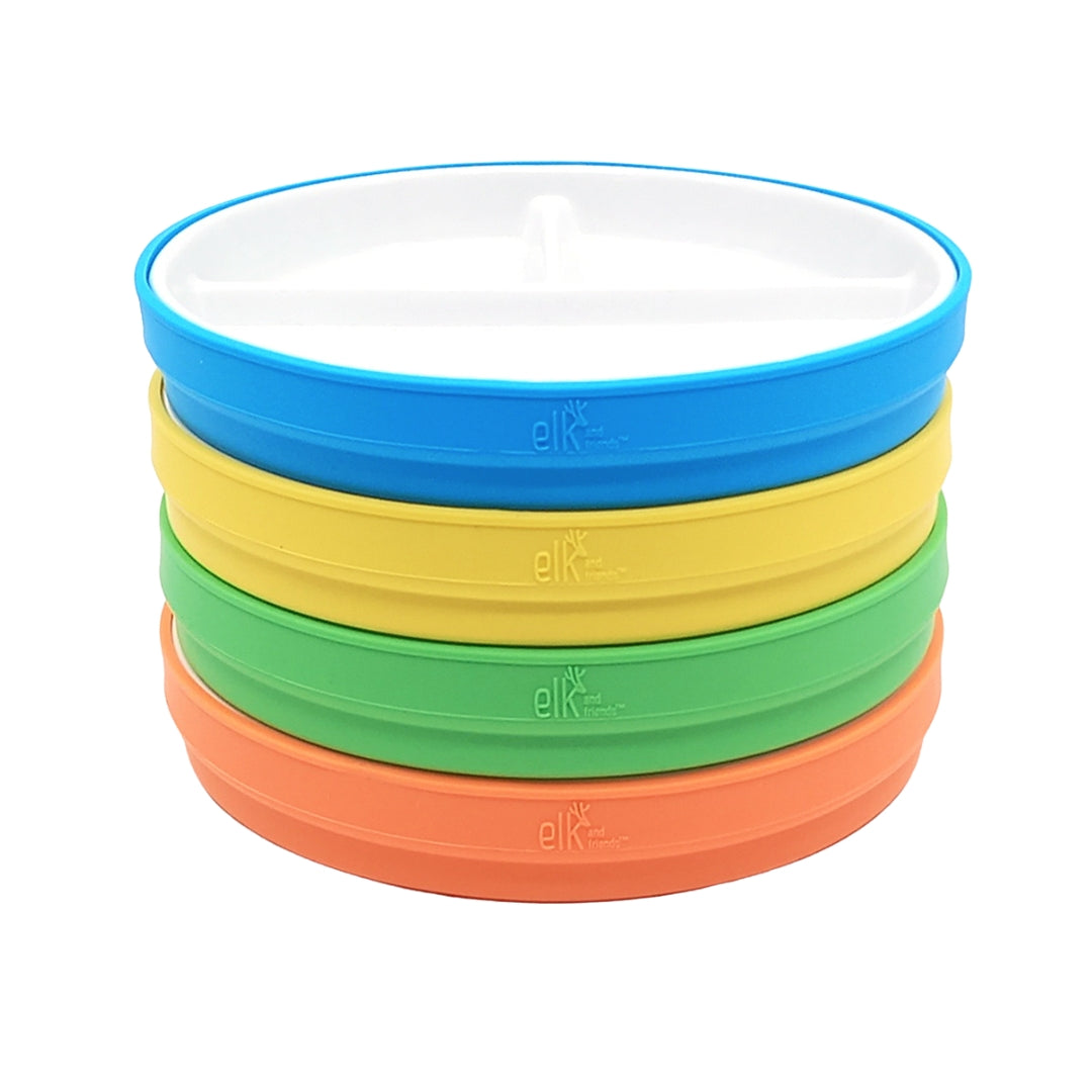 7.8"/20cm Porcelain White Divided Plates with Silicone Sleeves
